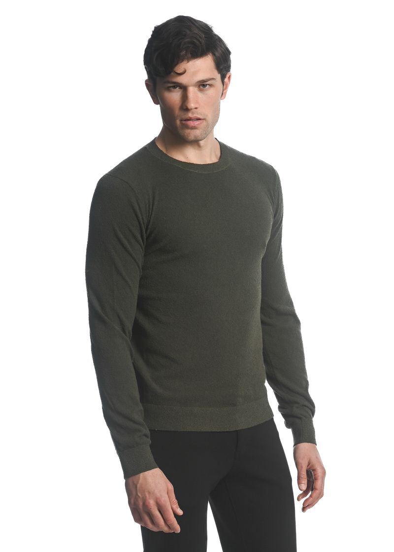 OLIVE BOUCLE CREW SWEATER PM-16219