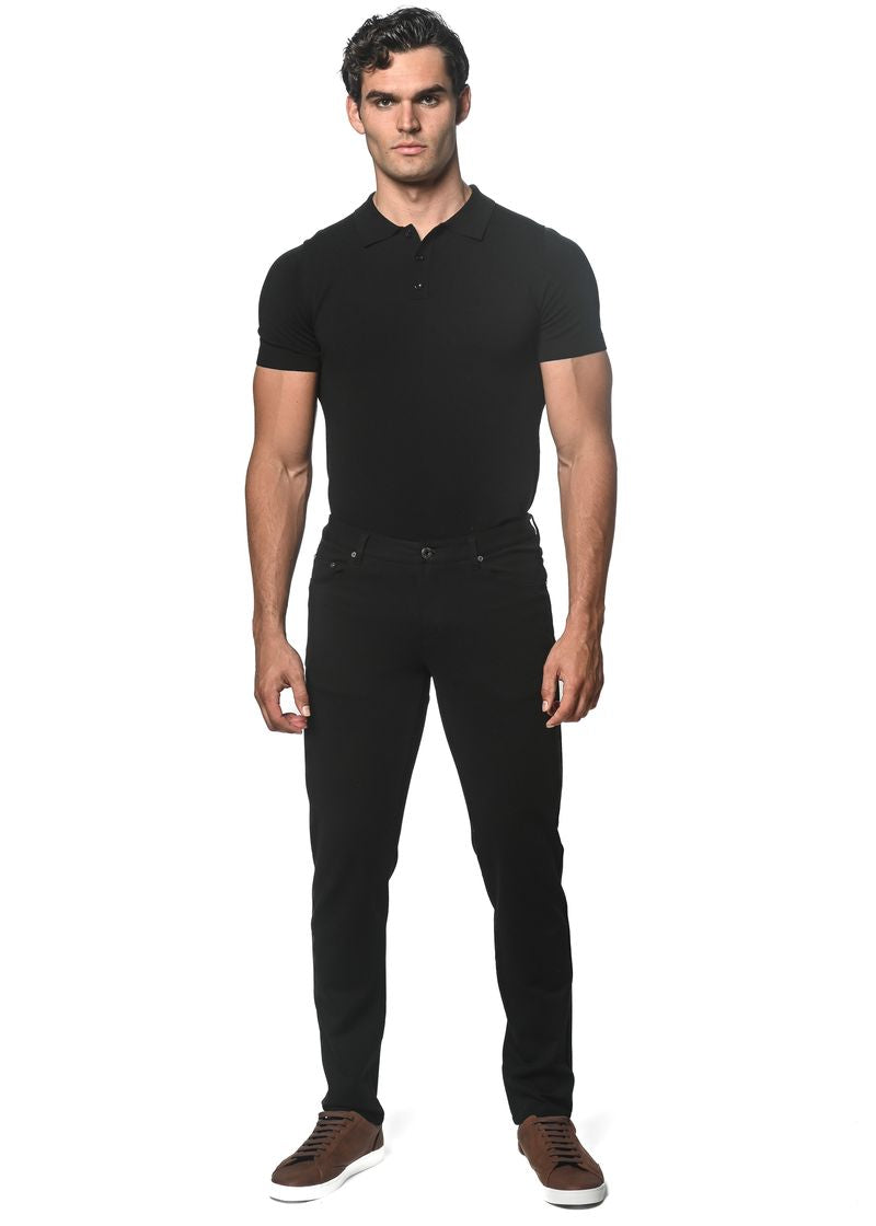 BLACK 5 POCKET STRETCH KNIT JEANS PM-3045