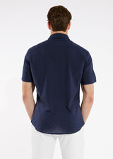 NAVY COTTON PLUMETI SHORT SLEEVE SHIRT PM-4255