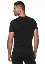 BLACK COTTON/SORONA SHORT SLEEVE V-NECK TEE PM-1405