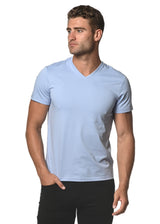 PERIWINKLE COTTON/SORONA SHORT SLEEVE V-NECK TEE PM-1405