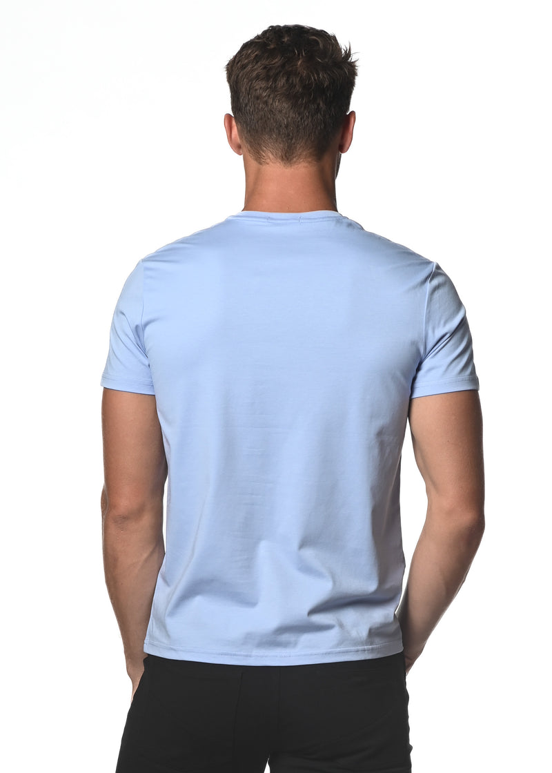 PERIWINKLE COTTON/SORONA SHORT SLEEVE V-NECK TEE PM-1405