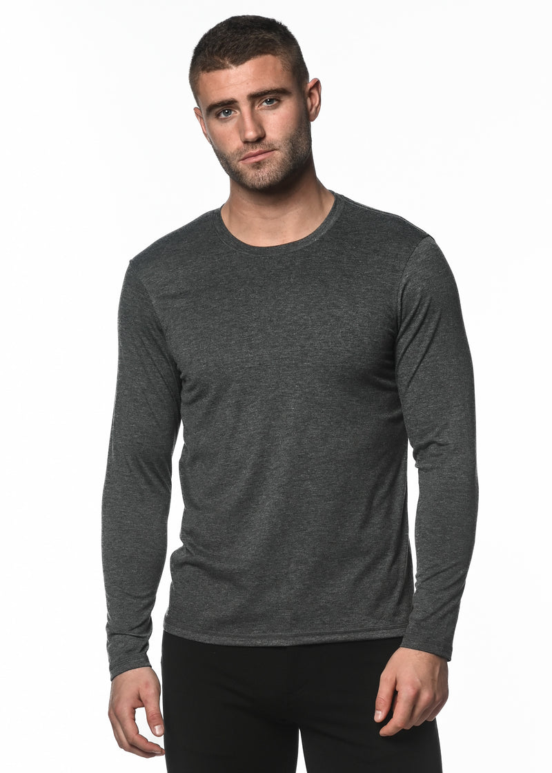 BLACK TRI-BLEND CREW LONG SLEEVE TEE PM-1421