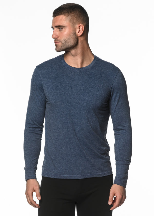 NAVY TRI-BLEND CREW LONG SLEEVE TEE PM-1421