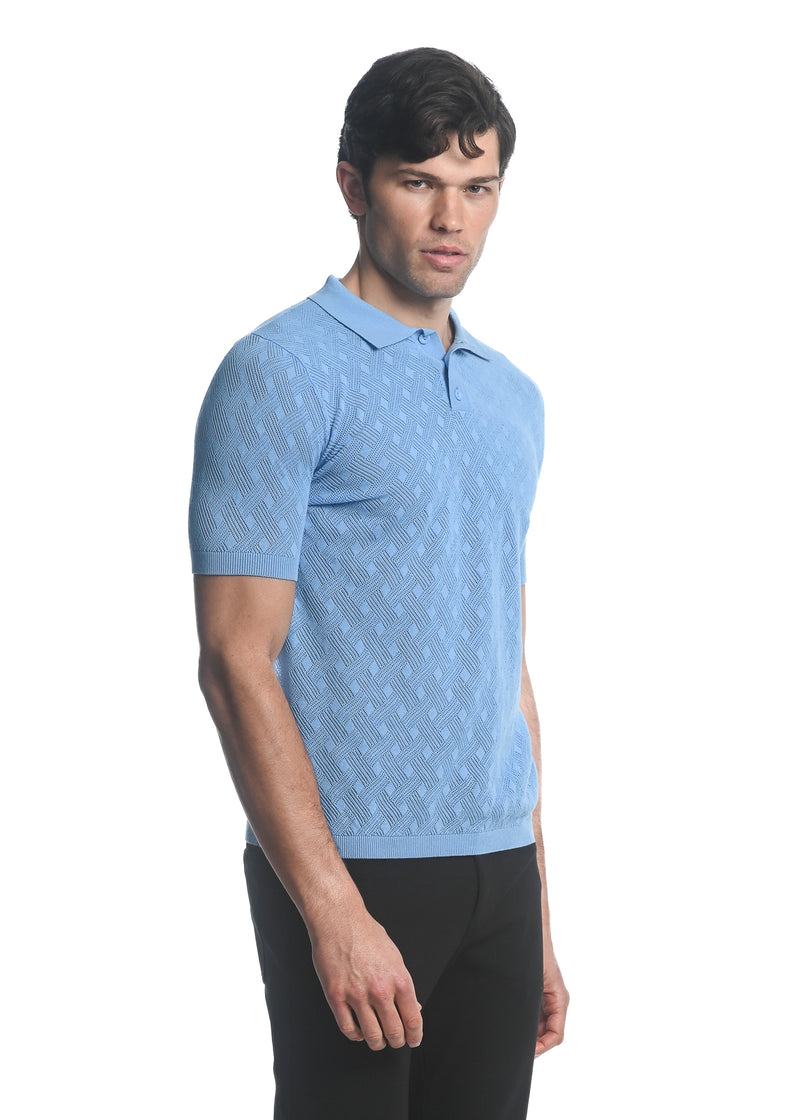 CLOUDY COTTON  3-BUTTON TEXTURED CROSS WEAVE KNIT POLO PM-16225