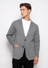 CHARCOAL SINGLE BREASTED COTTON DECONSTRUCTED KNITTED BLAZER PM-16400