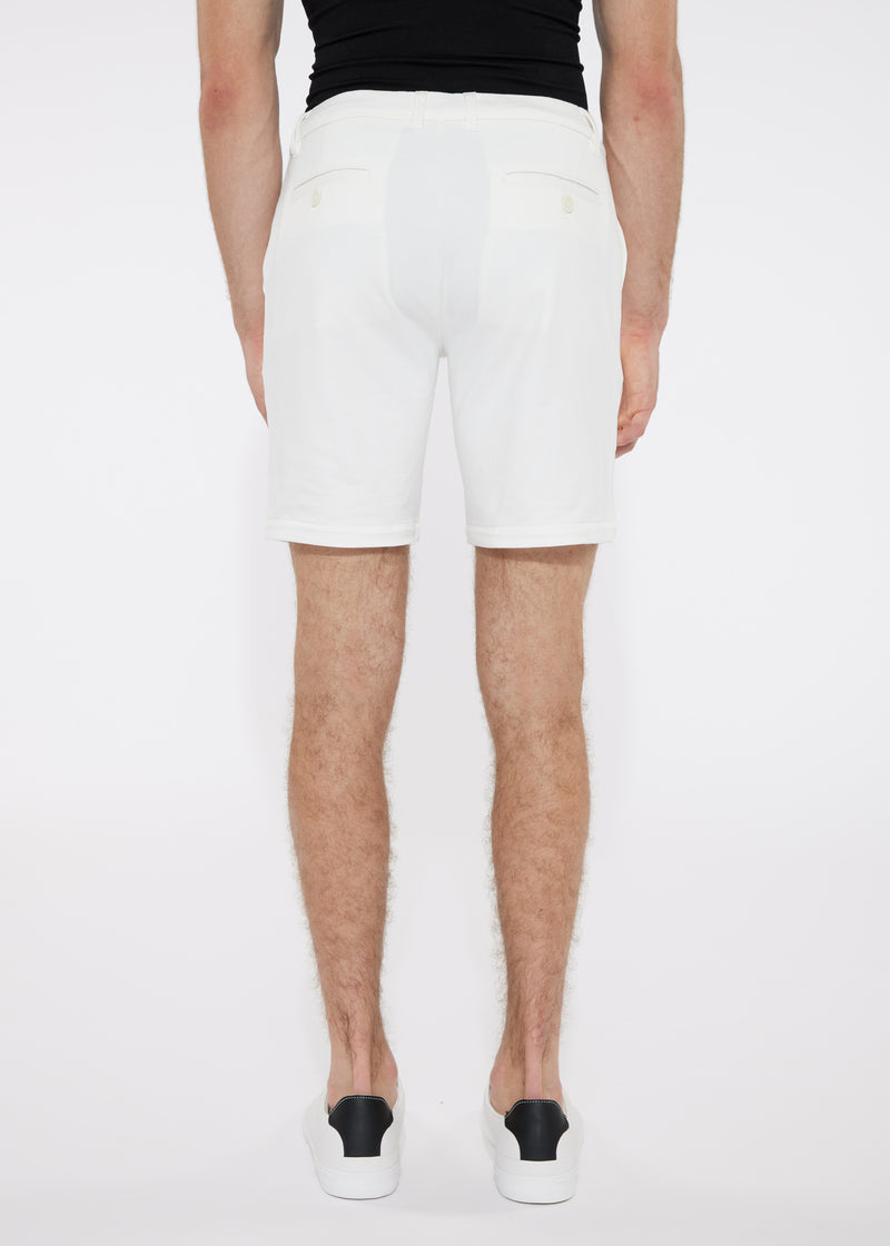 WHITE 8"INSEAM SOLID SLUB KNIT FLEECE SHORT PM-2440