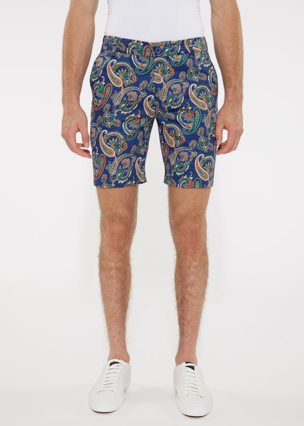 ROYAL/SPICE PAISLEY 8" PRINTED STRETCH WOVEN SHORTS PM-24701-Final Sale