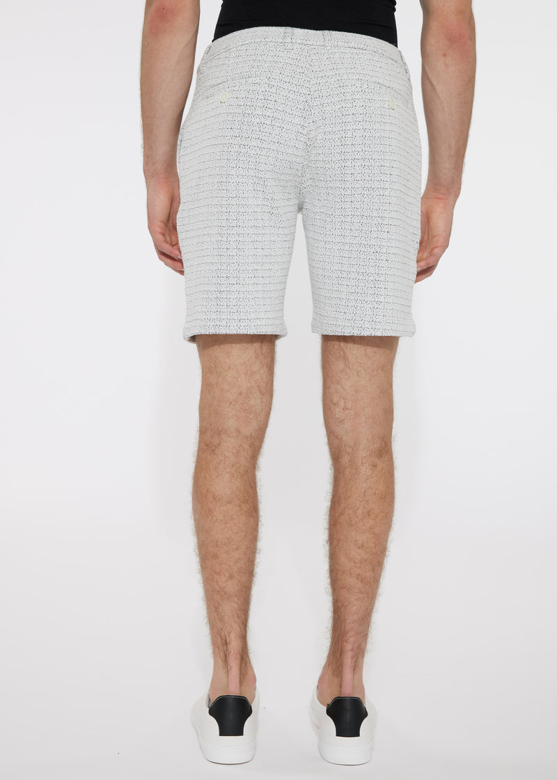 WHITE PINPOINT STRETCH KNIT 8" SHORTS PM-2501- Final Sale