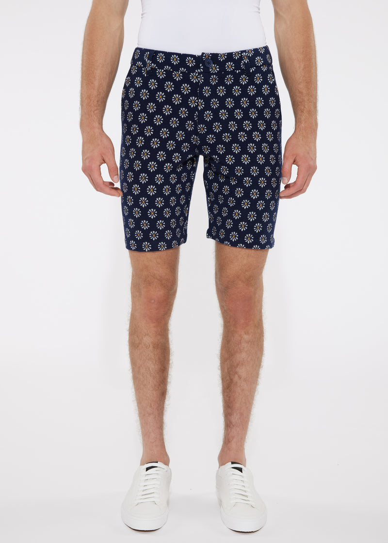 NAVY FLORAL 8" INSEAM KNIT TEXTURED JACQUARD SHORT PM-2503-Final Sale