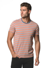 SIENNA/GREY STRIPED CREW NECK KNIT T-SHIRT PM-41000-Final Sale