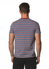 WINE/BLUE STRIPED CREW NECK KNIT T-SHIRT PM-41001