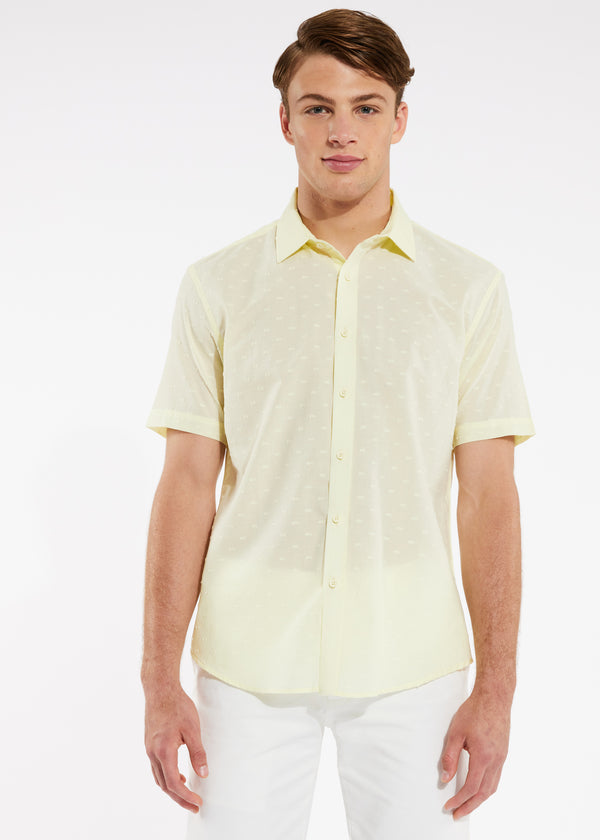 YELLOW COTTON PLUMETI SHORT SLEEVE SHIRT PM-4255