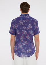 INK BLUE FLORAL TENCEL/LINEN SHORT SLEEVE WOVEN SHIRT PM-45000 Final Sale