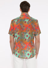 SEA/ORANGE FLORAL TENCEL/LINEN SHORT SLEEVE WOVEN SHIRT PM-45001 Final Sale