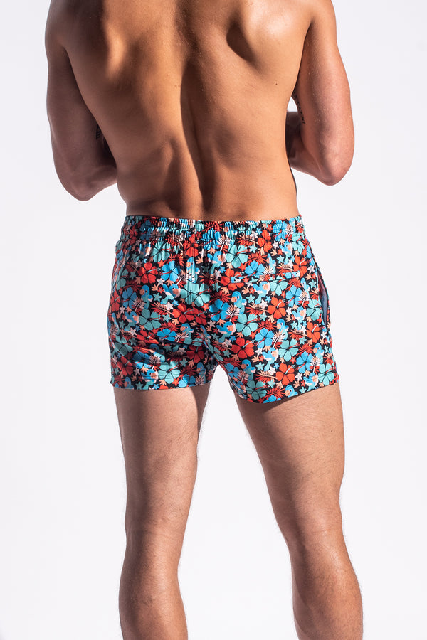 ORANGE FLORAL MARBELLA 2.5" SWIM SHORTS PM-6002