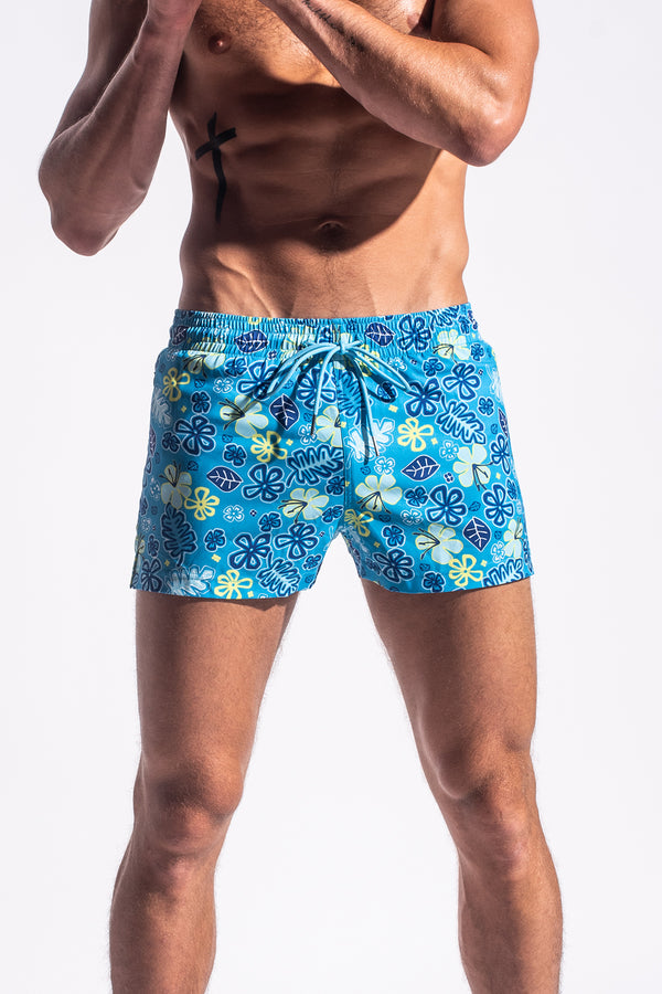 SEA BLUE FLORAL MARBELLA 2.5" SWIM SHORTS PM-6002