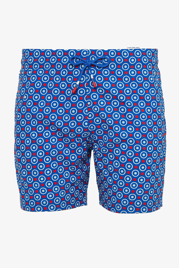 RED/BLUE DOTS BELIZE 6" INSEAM SWIM SHORTS PM-6003-08