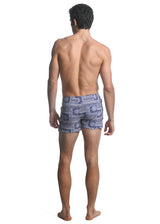 NAVY/ WHITE PATCHWORK PRINTED SWIM SHORTS  W/ MESH LINING PM-6018-31