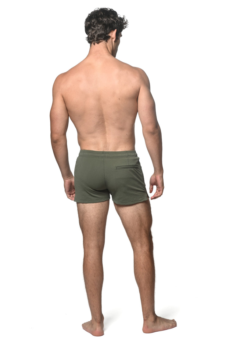 ARMY SOLID SEERSUCKER SWIMSHORT W/ MESH LINING PM-6030