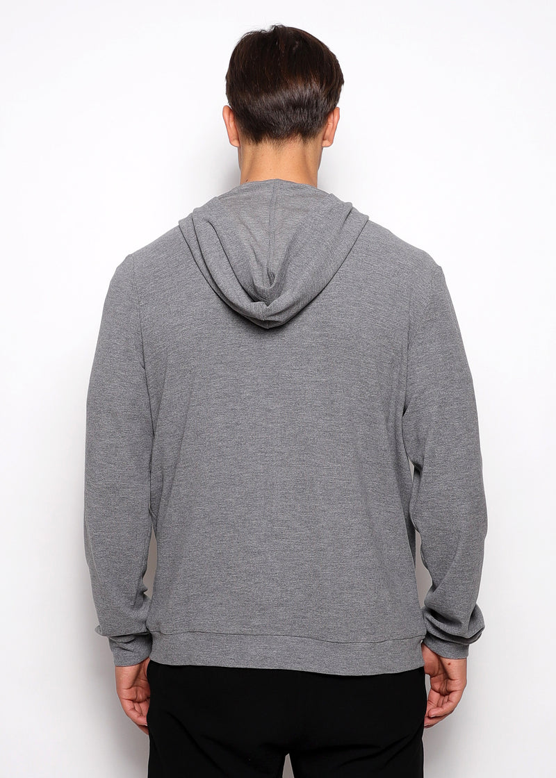 CHARCOAL STRETCH KNIT ZIP-UP HOODIE PM-75012