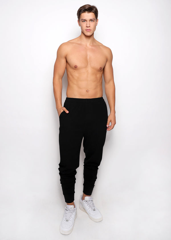 BLACK STRETCH KNIT JOGGER W/ CUFF PM-75013