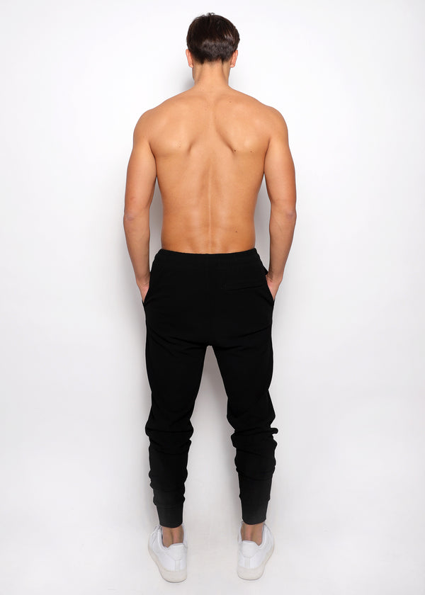 BLACK STRETCH KNIT JOGGER W/ CUFF PM-75013