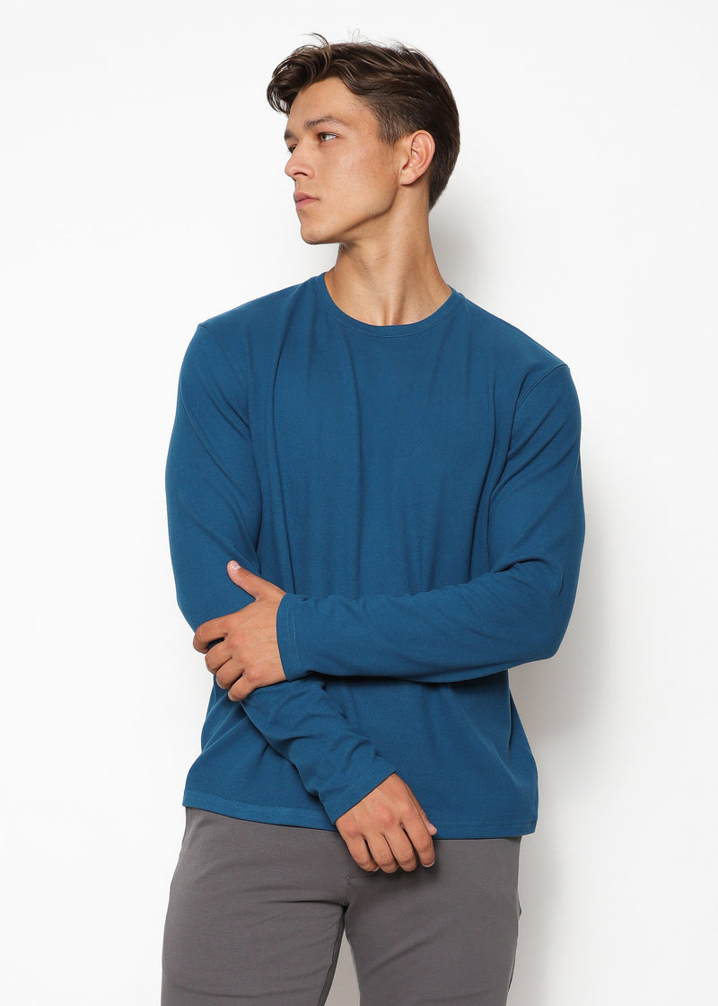 TEAL CREW NECK KNIT PULLOVER PM-7506