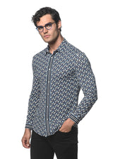 MIDNIGHT/SLATE 3D MAZE PRINTED PERFORMANCE LONG SLEEVE STRETCH SHIRT PM-76072