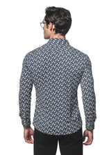 MIDNIGHT/SLATE 3D MAZE PRINTED PERFORMANCE LONG SLEEVE STRETCH SHIRT PM-76072