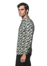 FERN/NAVY CIRCLES PRINTED PERFORMANCE LONG SLEEVE STRETCH SHIRT PM-76073