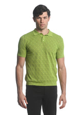 LIME COTTON  3-BUTTON TEXTURED CROSS WEAVE KNIT POLO PM-16225