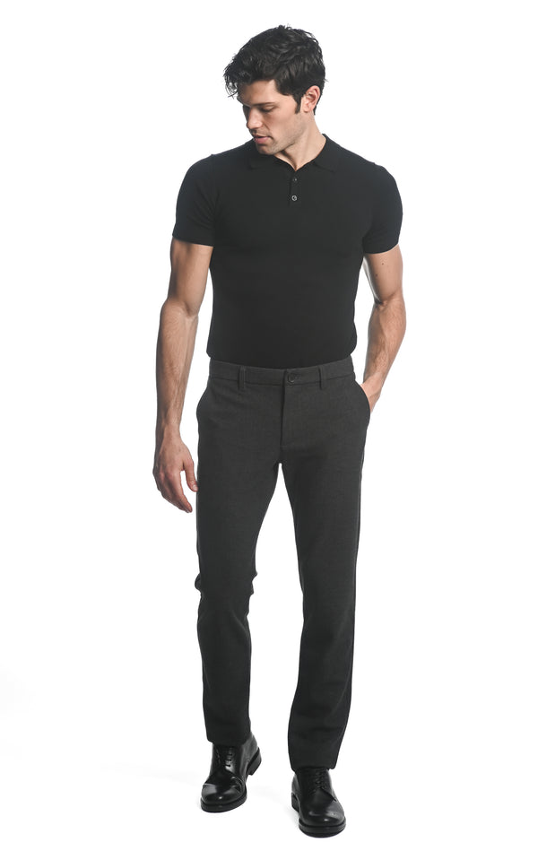 CHARCOAL/BLACK STRETCH KNIT PINSTRIPE WOOL LOOK TAILORED PANTS PM-3303-52