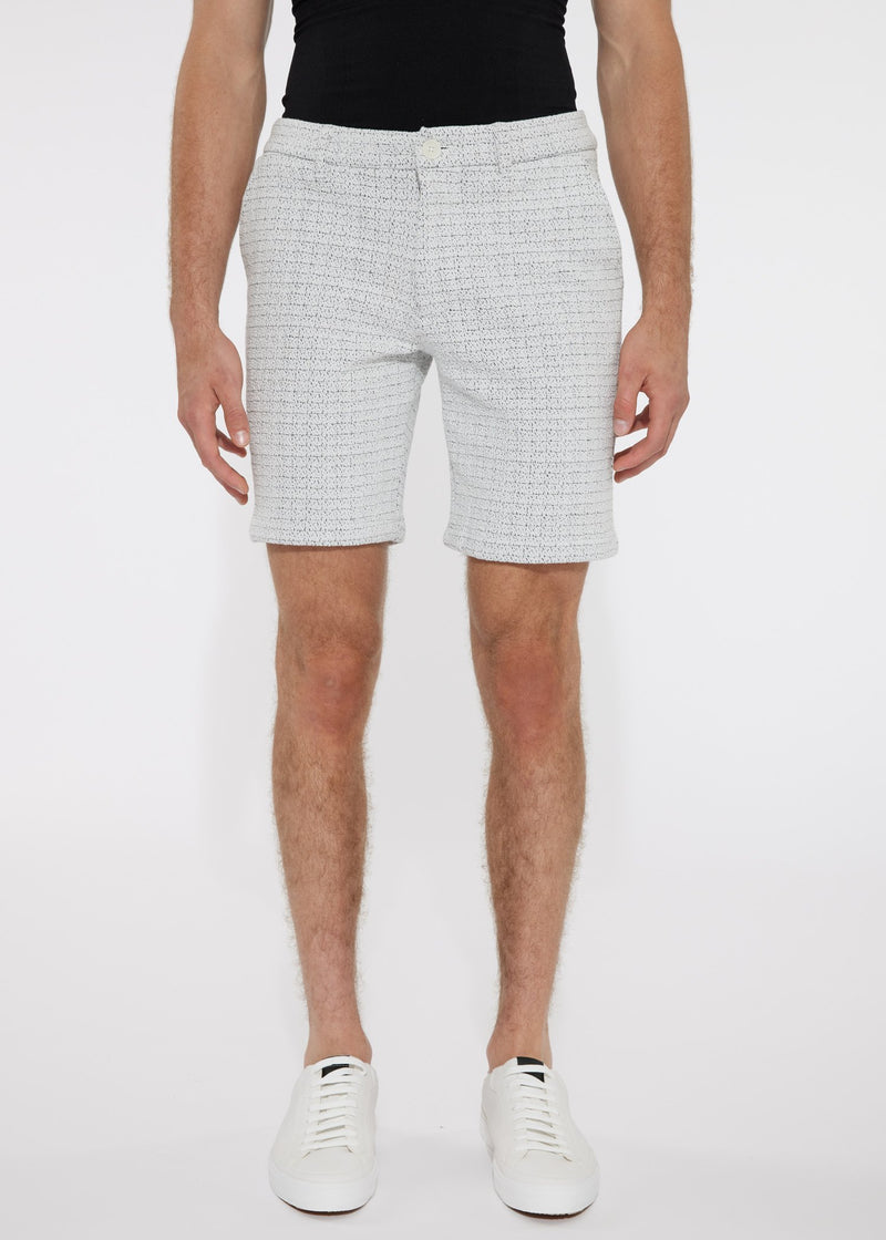 WHITE PINPOINT STRETCH KNIT 8" SHORTS PM-2501- Final Sale