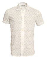 WHITE RHOMBUS COTTON JACQUARD SHORT SLEEVE SHIRT